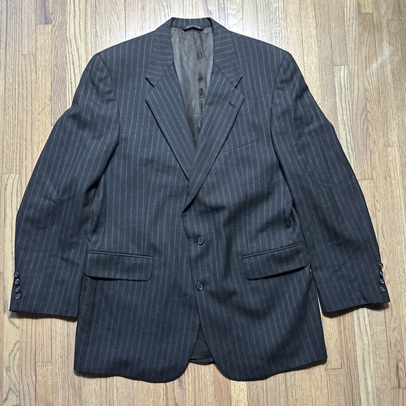 Burberry Saks Fifth Avenue Blazer Herringbone Pinstripe Sport Coat 2 Button XL